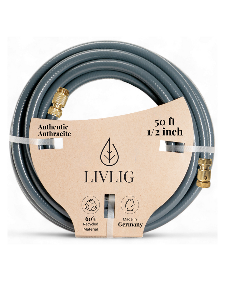 LIVLIG Garden Hose 50ft Authentic Anthracite with Quick Connect Fittings