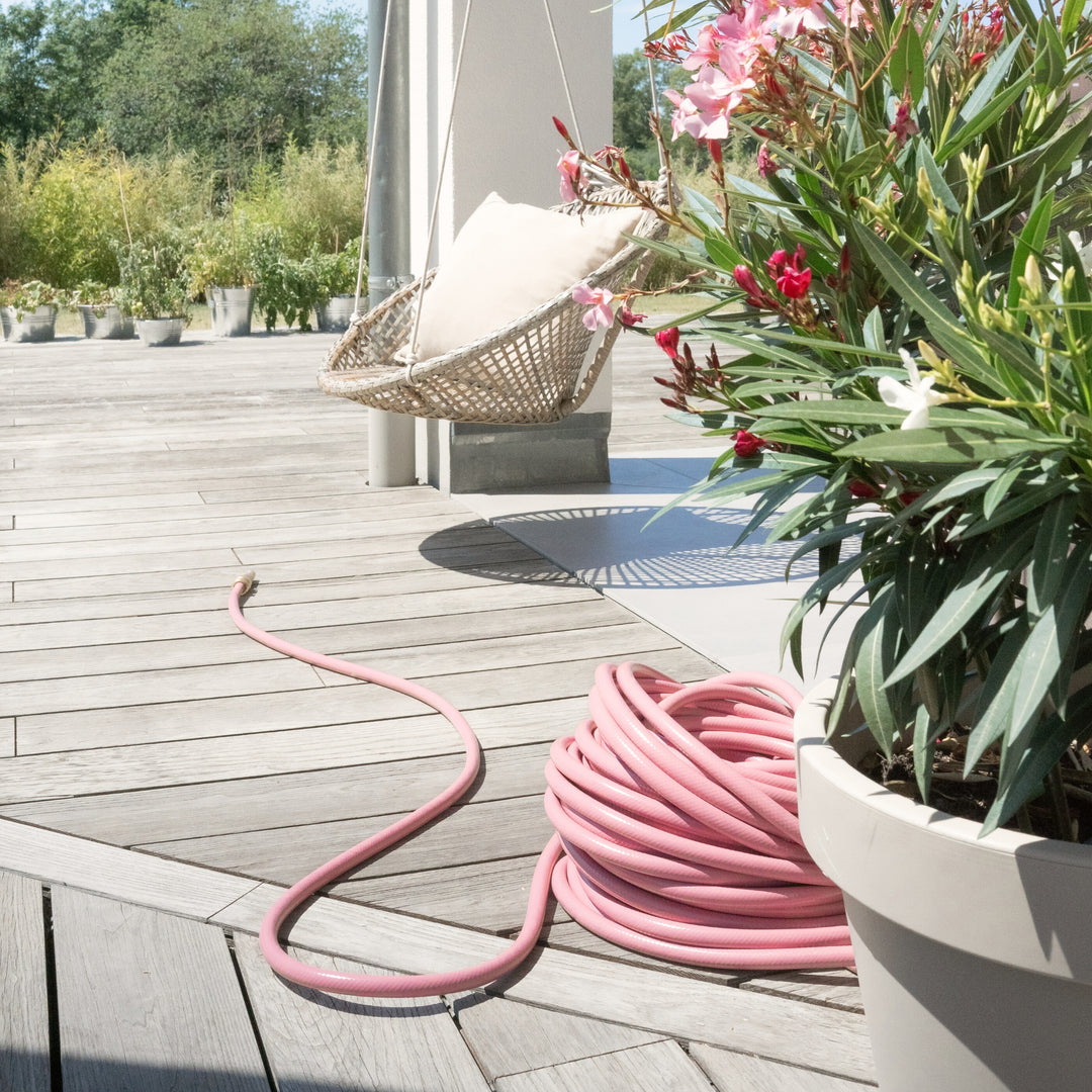 LIVLIG Garden Hose 100ft Romantic Rose with Quick Connect Fittings