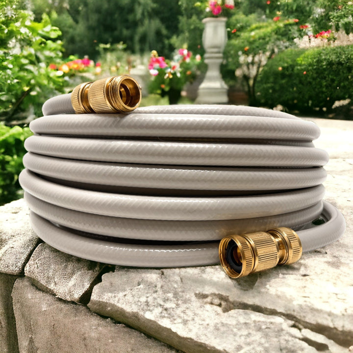 LIVLIG Garden Hose 50ft Gentle Greige with Quick Connect Fittings