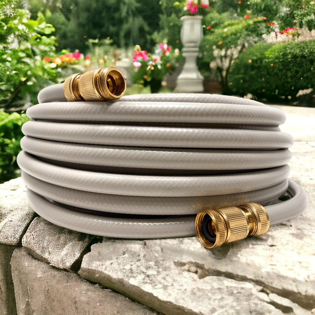 LIVLIG Garden Hose 100ft Gentle Greige with Quick Connect Fittings